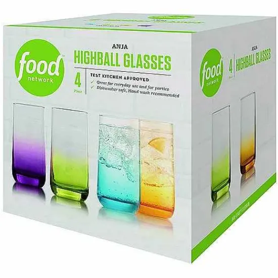 Hot Food Network Anja 4-Pc. Ombre Highball Glass Set Drinkware & Glassware