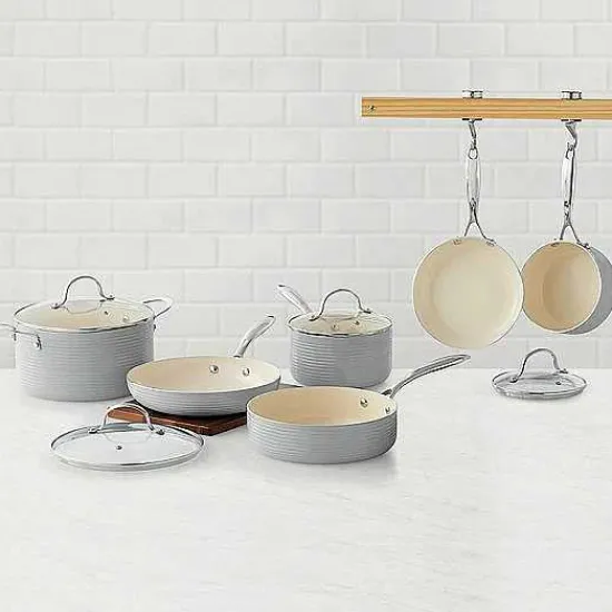 Online Food Network Farmstead 10-Pc. Nonstick Ceramic Cookware Set Cookware & Bakeware