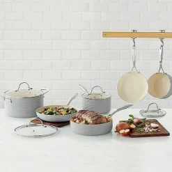 Online Food Network Farmstead 10-Pc. Nonstick Ceramic Cookware Set Cookware & Bakeware