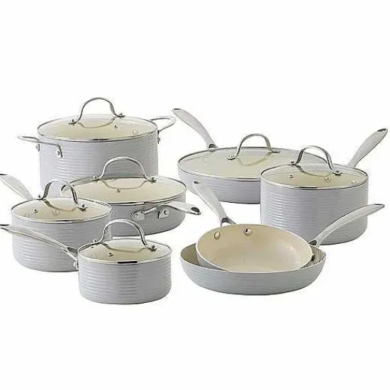 New Food Network Farmstead 14-Pc. Nonstick Ceramic Cookware Set Cookware & Bakeware