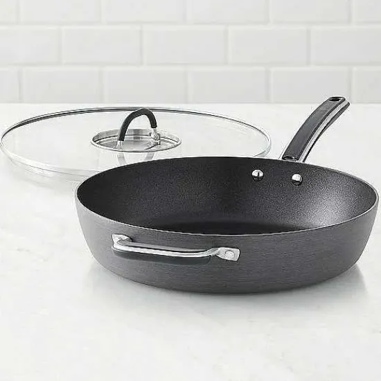 Best Food Network 12-In. Hard-Anodized Nonstick Space Saving Saute Pan With Lid Cookware & Bakeware