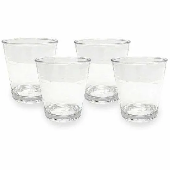 Discount Food Network 4-Pc. Clear Textured Acrylic Double Old-Fashioned Glass Set Drinkware & Glassware