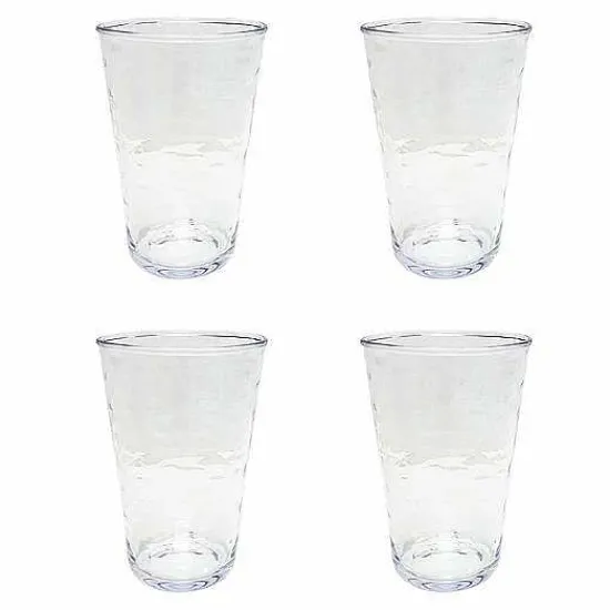 Online Food Network 4-Pc. Clear Textured Acrylic Highball Glass Set Drinkware & Glassware