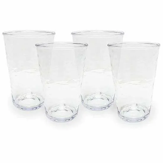 Online Food Network 4-Pc. Clear Textured Acrylic Highball Glass Set Drinkware & Glassware
