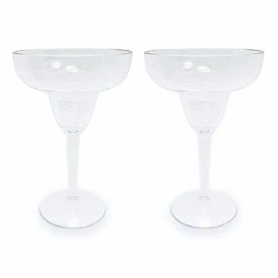 Food Network 2-Pc. Clear Textured Acrylic Margarita Glass Set Drinkware & Glassware