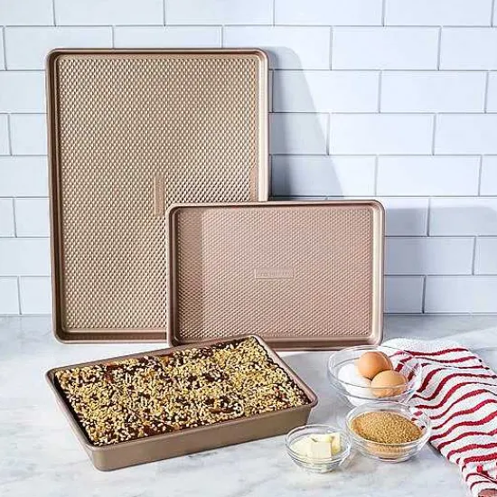 Discount Food Network 3-Pc. Essential Textured Bakeware Set Cookware & Bakeware