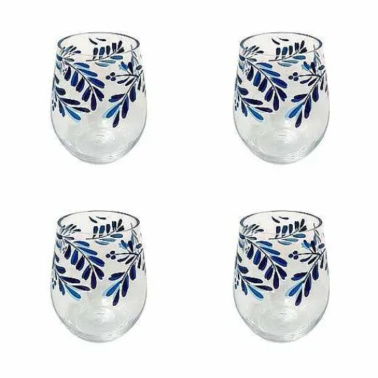 Discount Food Network 4-Pc. Mediterranean Acrylic Stemless Wine Glass Set Drinkware & Glassware