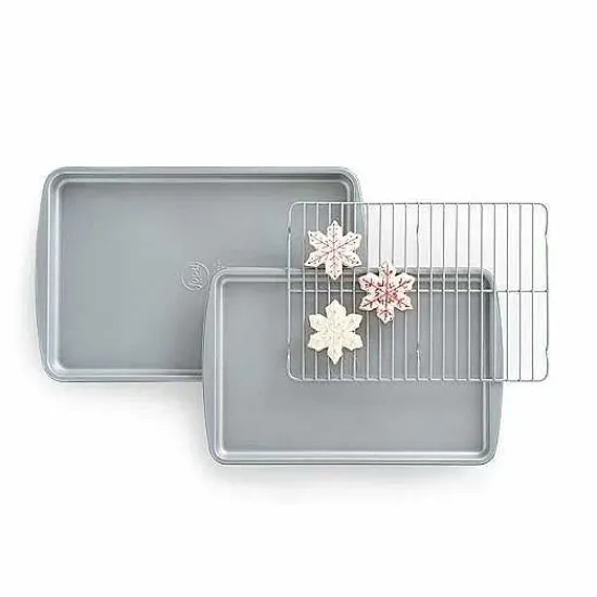 Hot Food Network 3-Pc. Nonstick Cookie Sheet Set With Cooling Rack Cookware & Bakeware