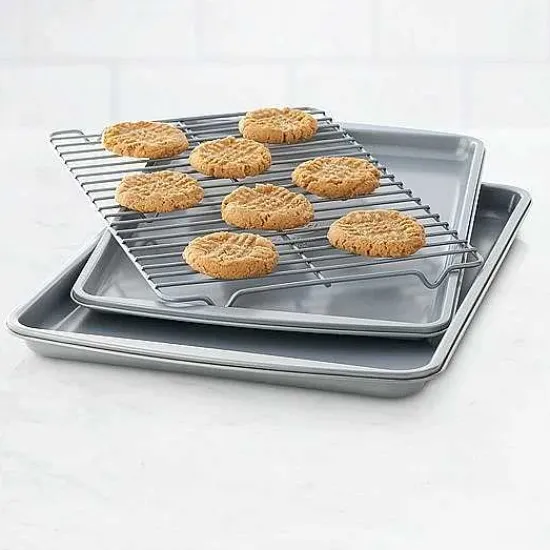 Hot Food Network 3-Pc. Nonstick Cookie Sheet Set With Cooling Rack Cookware & Bakeware
