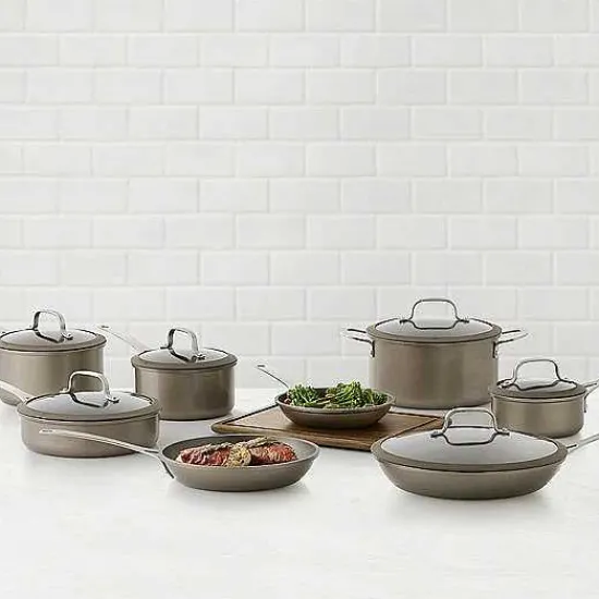Outlet Food Network 14-Pc. Textured Titanium Nonstick Cookware Set Cookware & Bakeware