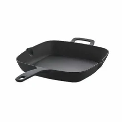 Hot Food Network Pre-Seasoned Cast-Iron 11 Square Skillet With Helper Handle Cookware & Bakeware