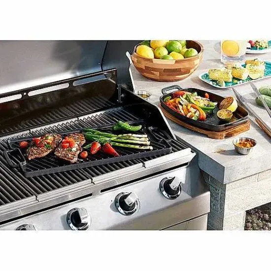 New Food Network Pre-Seasoned Cast-Iron Reversible Grill Cookware & Bakeware