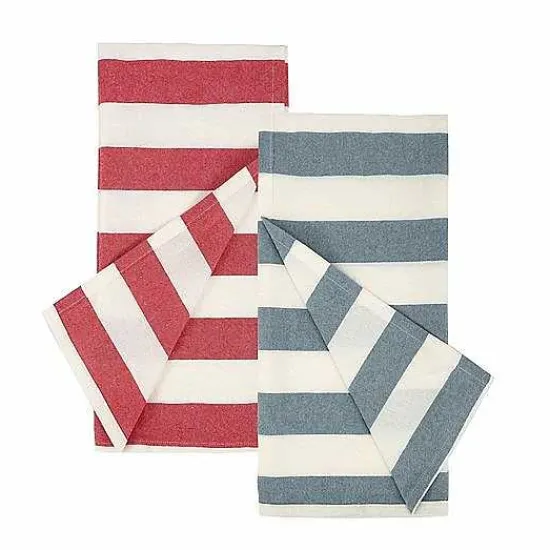 New Food Network Red & Blue Stripe Flour Sack Kitchen Towel 2-Pk. Kitchen Linens