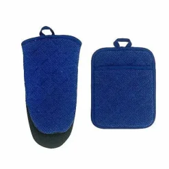 Discount Food Network Terry Neoprene Oven Mitt & Pot Holder Set Kitchen Linens