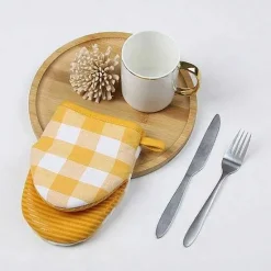 Sale Food Network Turmeric Buffalo Check Mini Oven Mitt Kitchen Linens