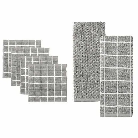 Outlet Food Network® Windowpane Grid Dishcloth & Kitchen Towel 6-Pk. Kitchen Linens